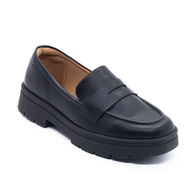 Sapato Loafer Salto Baixo Vizzano Feminino Preto