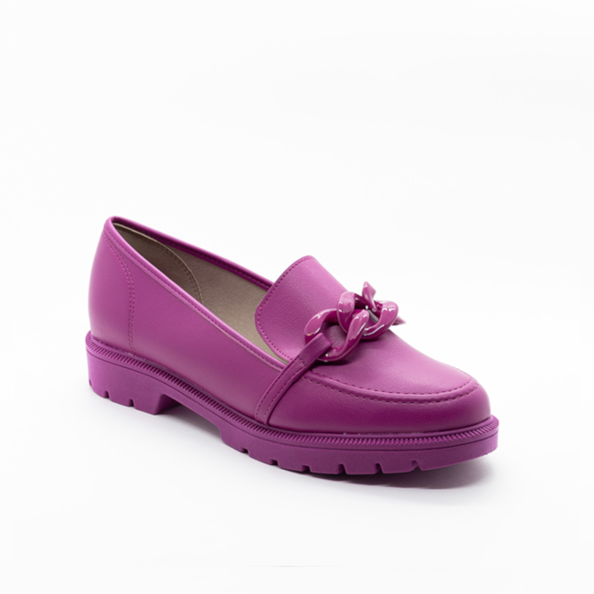 Sapato Mocassim Beira Rio Loafer Feminino Magenta