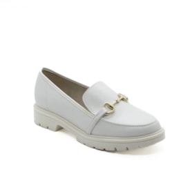Sapato Mocassim Loafer Beira Rio Feminino Branco Off