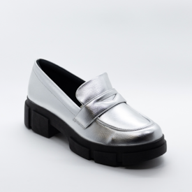 Sapato Mocassim Loafer Lu Rezende Feminina Prata