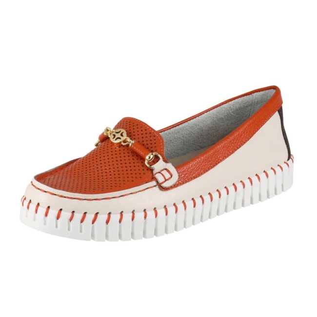Sapato Mocassim Luz da Lua Feminino Laranja Panna