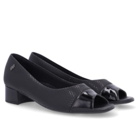 Sapato Peep Toe Salto Baixo Usaflex Feminino Preto