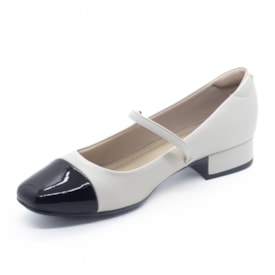 Sapato Salto Baixo Moleca Feminino Branco Off