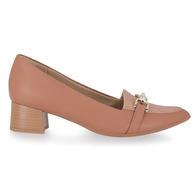 Sapato Salto Baixo Piccadilly Feminina Terracota