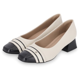 Sapato Salto Baixo Piccadilly Feminino Off White