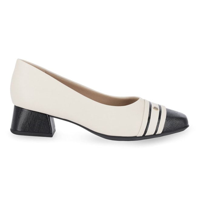 Sapato Salto Baixo Piccadilly Feminino Off White
