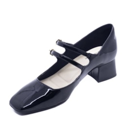 Sapato Salto Medio Lu Rezende Feminino Preto Verniz
