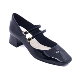 Sapato Salto Medio Lu Rezende Feminino Preto Verniz