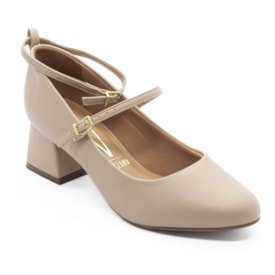 Sapato Salto Medio Vizzano Feminino Bege