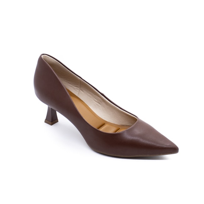 Sapato Scarpin Salto Baixo Lu Rezende Feminino Chocolate