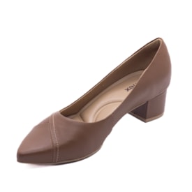 Sapato Scarpin Salto Baixo Usaflex Feminino Canela