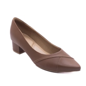 Sapato Scarpin Salto Baixo Usaflex Feminino Canela