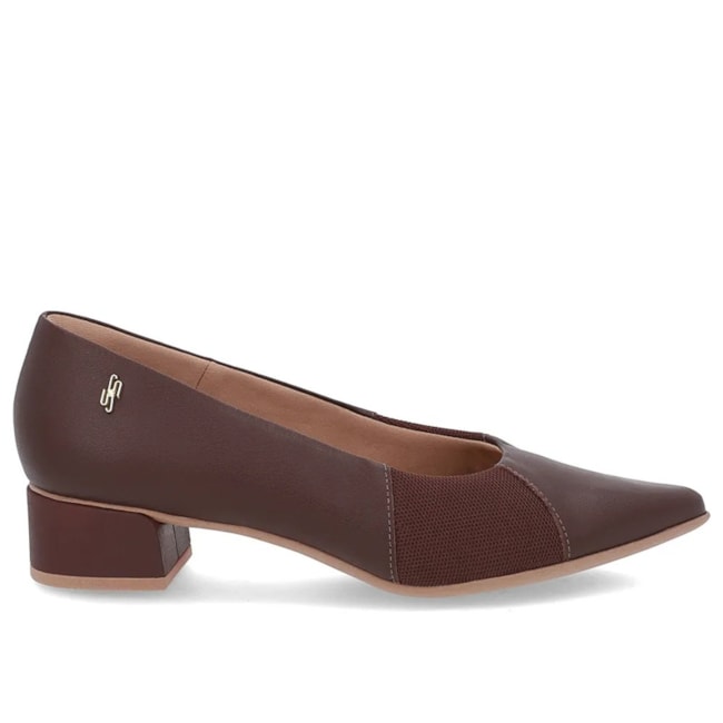 Sapato Scarpin Salto Baixo Usaflex Feminino Pinhao