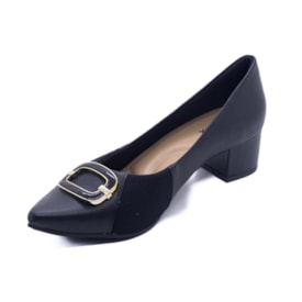 Sapato Scarpin Salto Baixo Usaflex Feminino Preto