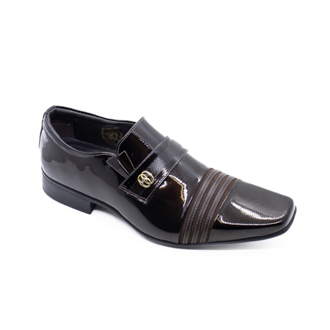 Sapato Social Bico Fino Jota Pe Masculino Verniz Café Treviso