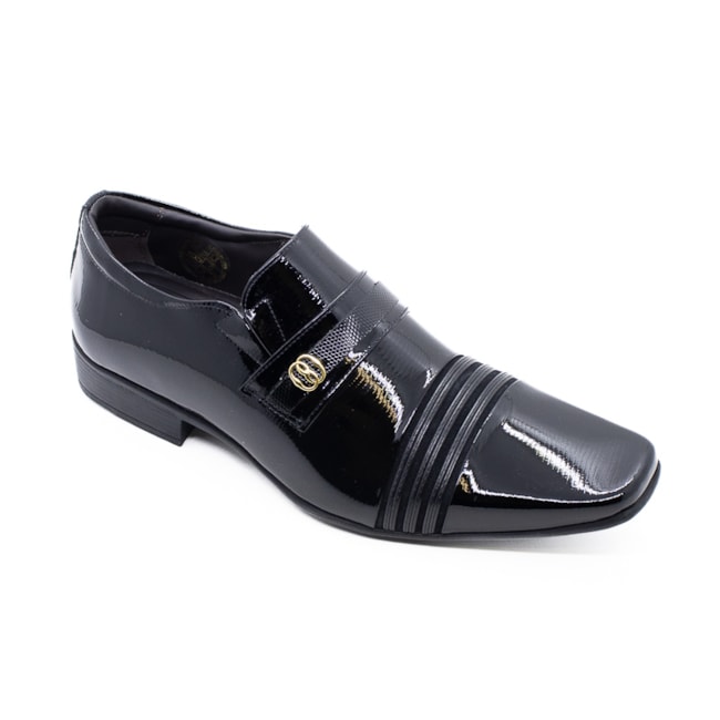 Sapato Social Bico Fino Jota Pe Masculino Verniz Preto Treviso