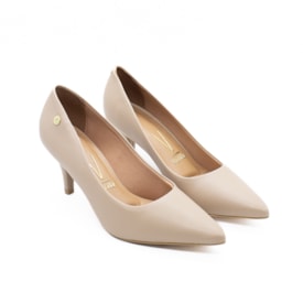 Scarpin Salto Baixo Vizzano Feminino Bege