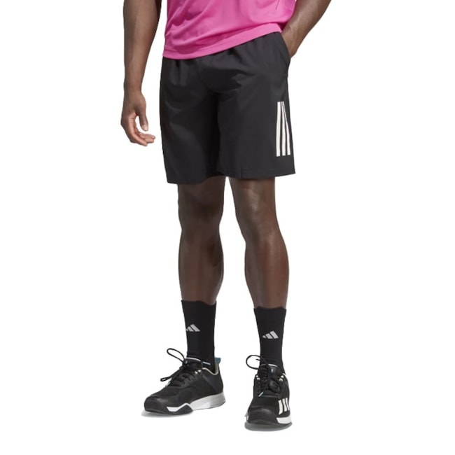 Short Adidas Tênis Club 3 Stripes Masculino Preto