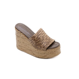 Tamanco Anabela Alta Lu Rezende Feminino Cafe