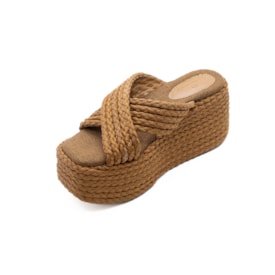 Tamanco Anabela Alta Lu Rezende Feminino Caramelo