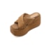 Tamanco Anabela Alta Lu Rezende Feminino Caramelo