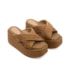 Tamanco Anabela Alta Lu Rezende Feminino Caramelo