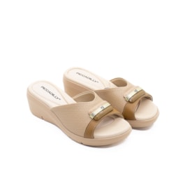 Tamanco Anabela Baixa Piccadilly Feminino Nude Claro