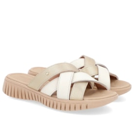 Tamanco Flat Baixa Usaflex Feminino Marfim