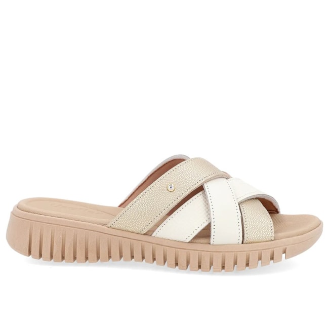Tamanco Flat Baixa Usaflex Feminino Marfim