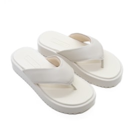 Tamanco Flat Médio Moleca Feminino Branco Off