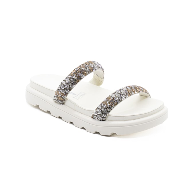 Tamanco Flat Rasteira Vizzano Feminino Branco Off