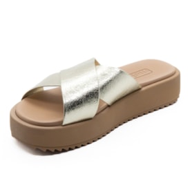 Tamanco Flatform Medio Moleca Feminino Dourado