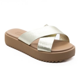 Tamanco Flatform Medio Moleca Feminino Dourado