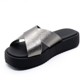 Tamanco Flatform Medio Moleca Feminino Grafite