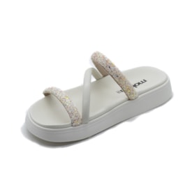 Tamanco Flatform Papete Moleca Feminino Multi Branco