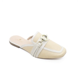 Tamanco Mulle Salto Baixo Feminino Naturallis Off White e Bege