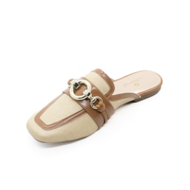 Tamanco Mulle Salto Baixo Lu Rezende Feminino Bege