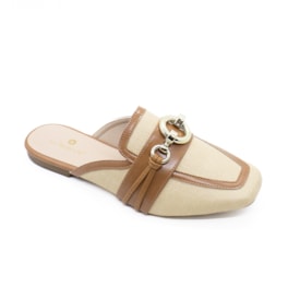 Tamanco Mulle Salto Baixo Lu Rezende Feminino Bege