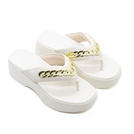 Tamanco Plataforma Moleca Feminino Branco Off