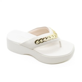 Tamanco Plataforma Moleca Feminino Branco Off