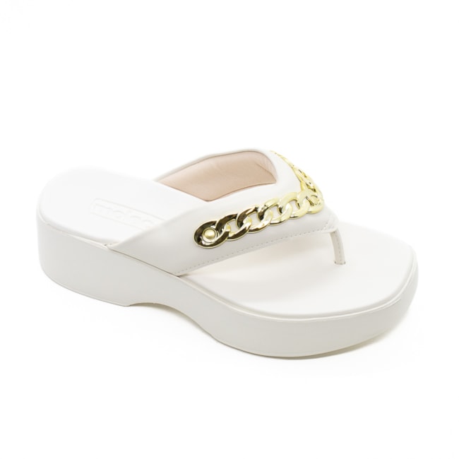 Tamanco Plataforma Moleca Feminino Branco Off