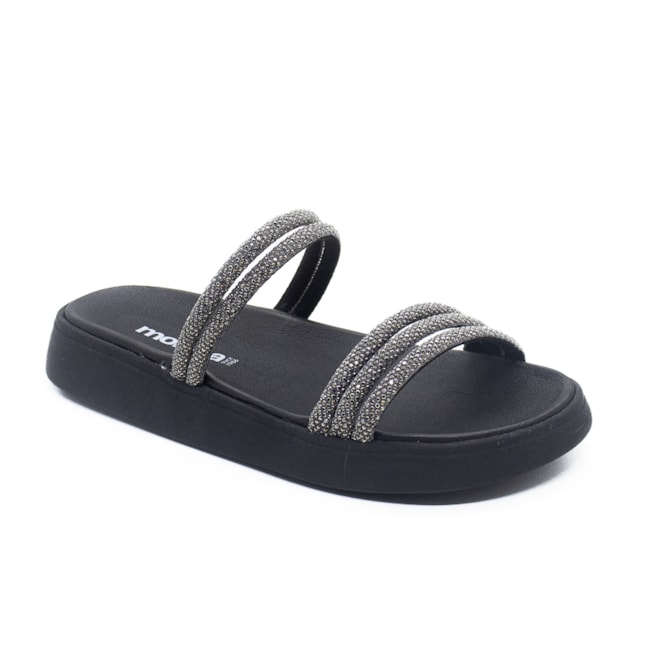 Tamanco Plataforma Moleca Flat Feminino Black Diamond
