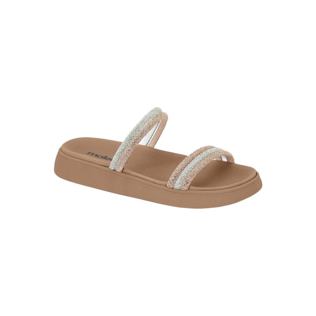 Tamanco Plataforma Moleca Flat Feminino Cristal Silver