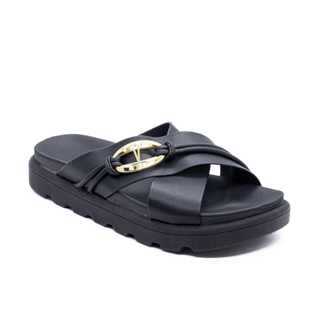 Tamanco  Plataforma Vizzano Flat Feminina Preto