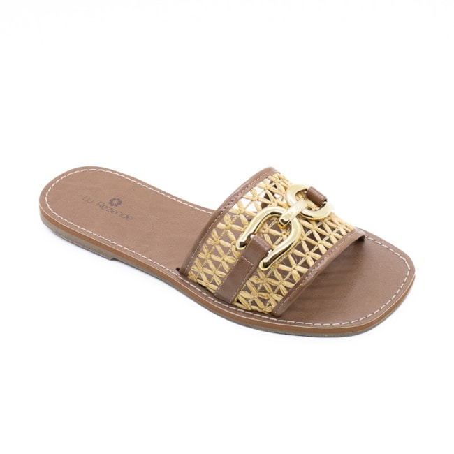 Tamanco Rasteira Lu Rezende Feminino Capuccino