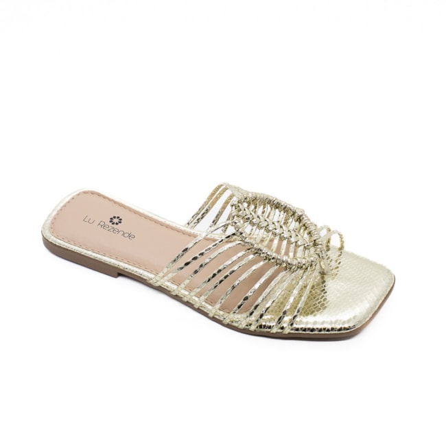 Tamanco Rasteira Lu Rezende Feminino Champagne