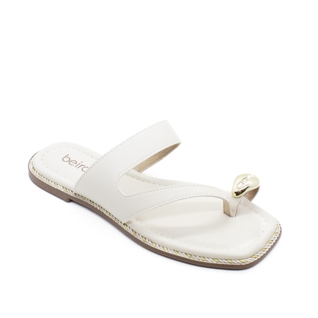 Tamanco Rasteiro Beira Rio Feminino Branco Off