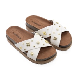 Tamanco Rasteiro Moleca Feminino Branco Off