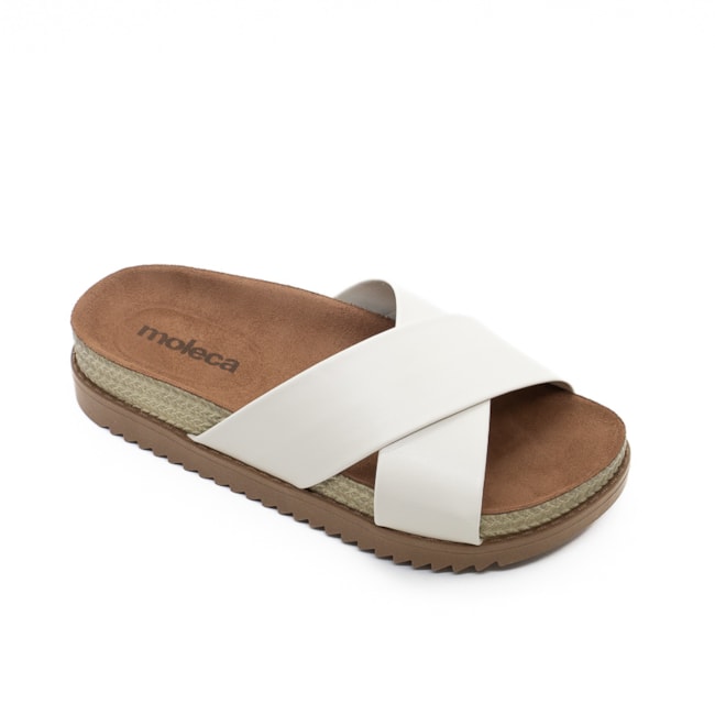 Tamanco Rasteiro Moleca Feminino Branco Off