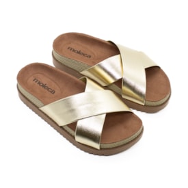 Tamanco Rasteiro Moleca Feminino Dourado